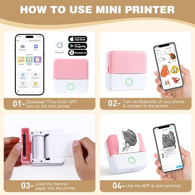 Compact Inkless Sticker Maker and Portable Thermal Printer for Photos and Notes