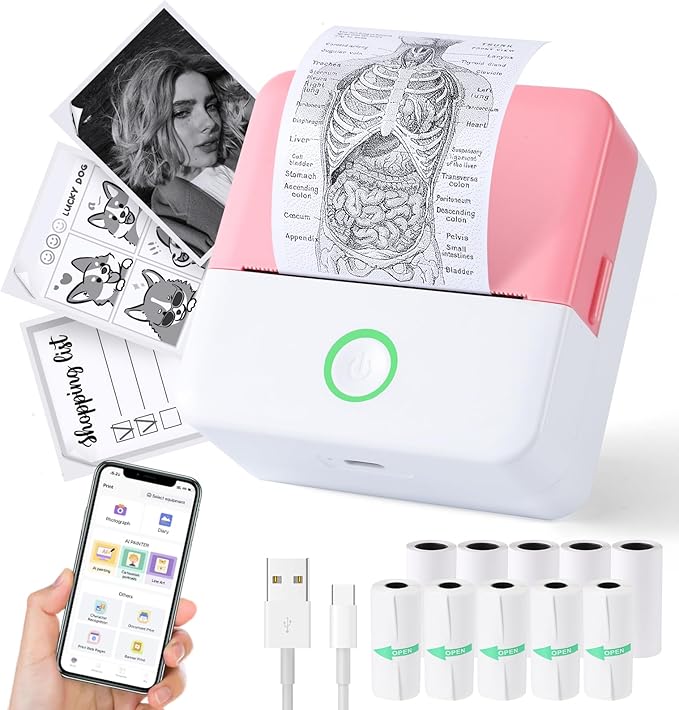 Compact Inkless Sticker Maker and Portable Thermal Printer for Photos and Notes